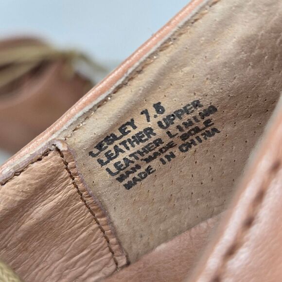 MIZ MOOZ Lesley Oiled Tan Perforated Leather Lace-Up Heeled Shoes Size 7.5 - Picture 9 of 12